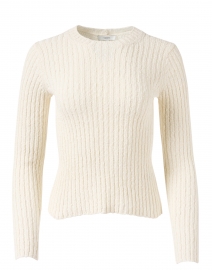 White Ribbed Cotton Linen Sweater