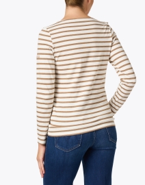 Back image thumbnail - Saint James - Minquidame Ivory and Brown Striped Cotton Top