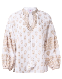 Ophelia White and Gold Print Top