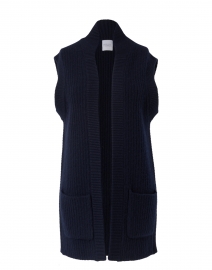 Product image thumbnail - Madeleine Thompson - Sagittarius Navy Wool Cashmere Cardigan Vest