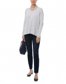RTV - Light Grey Sweater with Blue Sequin Elbow Patches