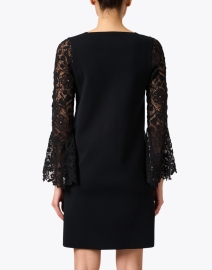 Back image thumbnail - D.Exterior - Black Stretch Wool Lace Dress