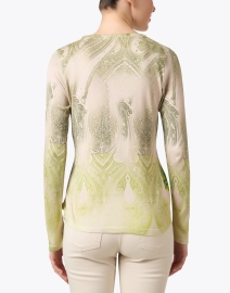 Back image thumbnail - Pashma - Green Paisley Print Cashmere Silk Sweater