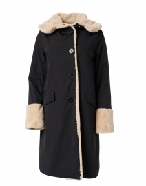Black Techno Pile Faux Fur Storm Coat