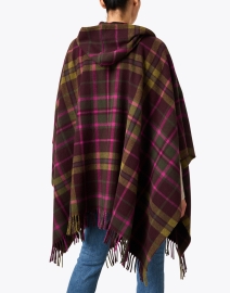 Back image thumbnail - Max Mara Studio - Ragazza Multi Plaid Wool Poncho