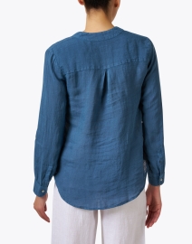 Back image thumbnail - 120% Lino - Navy Linen Shirt