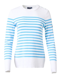 Avignon White and Blue Striped Cotton Sweater