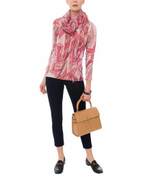 Pale Pink and Fuchsia Paisley Knit Top
