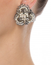 Anastasia Silver Beaded Clip Earrings