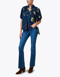 Look image thumbnail - Soler - Villamarie Navy Print Cotton Top