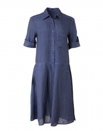 120% Lino - Navy Linen Swing Dress