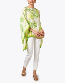 Look image thumbnail - Rani Arabella - Lime Coral Print Cashmere Silk Poncho