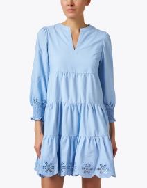Front image thumbnail - Sail to Sable - Blue Embroidered Cotton Dress