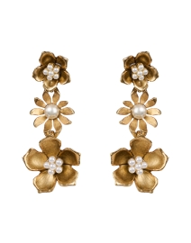 Gold and Pearl Floral Drop Earrings