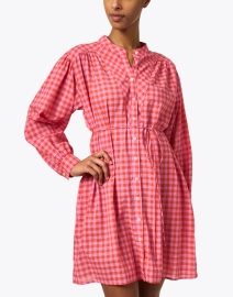 Front image thumbnail - Xirena - Winnie Orange and Pink Check Shirt Dress