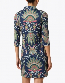 Back image thumbnail - Gretchen Scott - Everywhere Navy Plume Printed Jersey Dress