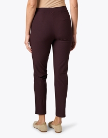 Back image thumbnail - Eileen Fisher - Burgundy Stretch Crepe Slim Ankle Pant