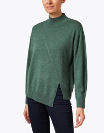 Front image thumbnail - Repeat Cashmere - Green Asymmetrical Wool Sweater