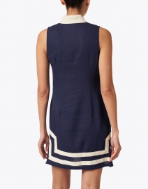 Sail to Sable - Navy and Beige Stretch Linen Tunic Dress