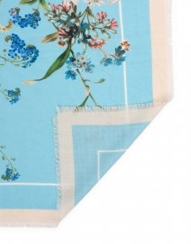 Back image thumbnail - St. Piece - Penelope Blue Floral Printed Wool and Cashmere Scarf