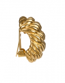 Back image thumbnail - Ben-Amun - Gold Textured Clip-On Stud Earrings
