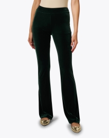 Front image thumbnail - Avenue Montaigne - Bellini Green Velvet Stretch Pull On Pant