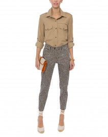 River Taupe Square Spot Printed Stretch Cotton Pant