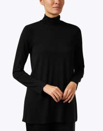 Front image thumbnail - Eileen Fisher - Black Jersey Tunic Top