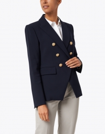 Front image thumbnail - Veronica Beard - Miller Navy Dickey Jacket with Gold Buttons
