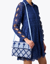 Look image thumbnail - Casa Isota - Grazia Blue Woven Crossbody Bag