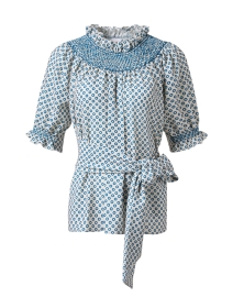 Maria Blue Dotted Tie Blouse