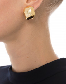 Look image thumbnail - Kenneth Jay Lane - Polished Gold Sculpted Clip Earrings