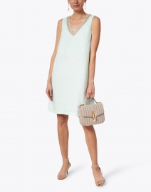 120% Lino - Pacific Green Embellished Linen Dress