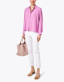 Look image thumbnail - Eileen Fisher - Orchid Pink Silk Georgette Top