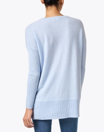 Back image thumbnail - Kinross - Blue Cashmere Quarter Zip Sweater