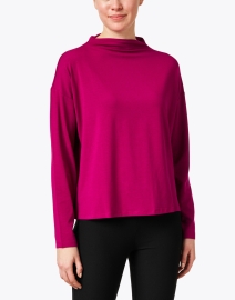 Front image thumbnail - Eileen Fisher - Magenta Stretch Jersey Top