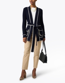 Look image thumbnail - Madeleine Thompson - Clover Navy Wool Cashmere Cardigan