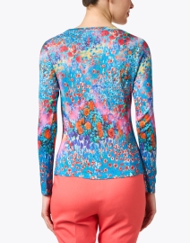 Back image thumbnail - Pashma - Blue Multi Print Cashmere Silk Sweater