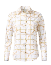 Diane White and Gold Chain Print Blouse