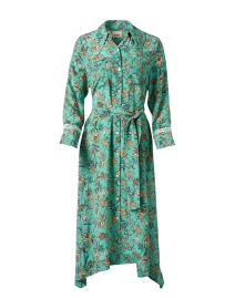 Ella Green Floral Silk Shirt Dress