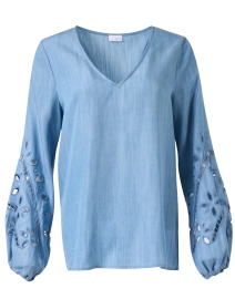 Watts Blue Embroidered Chambray Top
