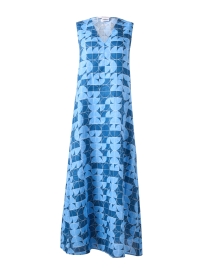 Urlo Blue Geometric Print Linen Dress