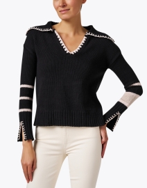 Front image thumbnail - Lisa Todd - Black Contrast Stitch Sweater
