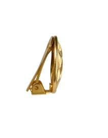 Back image thumbnail - Ben-Amun - Gold Textured Disc Clip Earrings