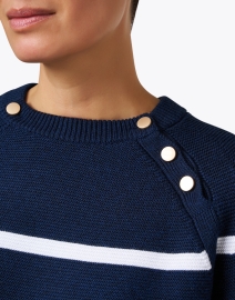 Extra_1 image thumbnail - Kinross - Navy Striped Cotton Sweater