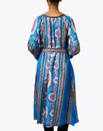 Back image thumbnail - D'Ascoli - Zafra Blue Print Silk Dress