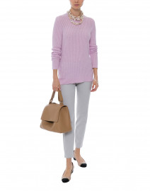 Lavender Micro Cable Knit Cashmere Sweater