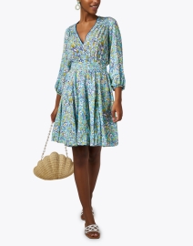 Look image thumbnail - Poupette St Barth - Anabelle Turquoise Floral Print Dress