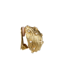Back image thumbnail - Oscar de la Renta - Gold Shell and Pearl Earrings