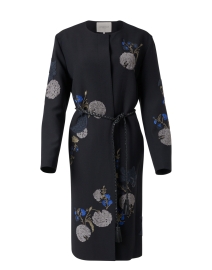 Product image thumbnail - Lafayette 148 New York - Lowden Black Embroidered Wool Silk Coat